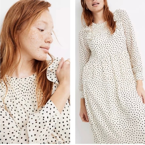 Madewell Polka Dot Long Sleeve Dress - Picture 5 of 10